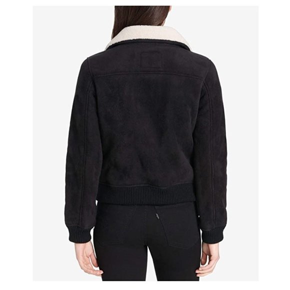 NWT Levi's Women's Faux Leather Sherpa Aviator Bomber Jacket Size M $180 2D114 - Picture 2 of 3